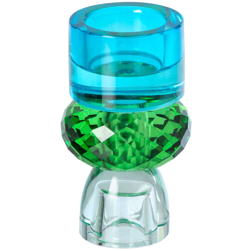 Bougeoir réversible verre bleu vert 11,5 cm Virello J-Line - 4