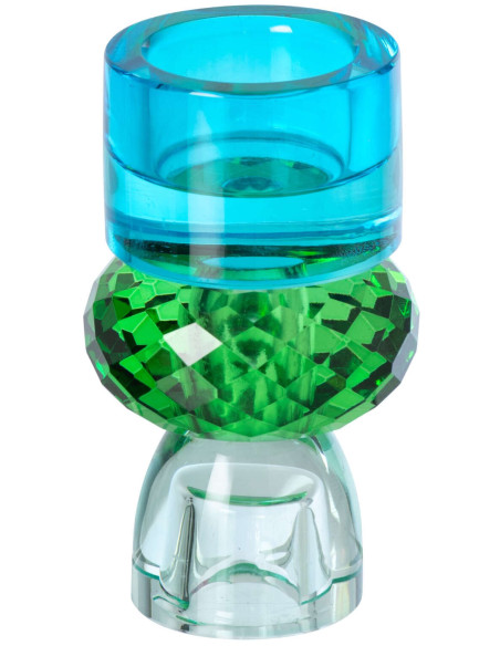 Bougeoir réversible verre bleu vert 11,5 cm Virello J-Line - 4
