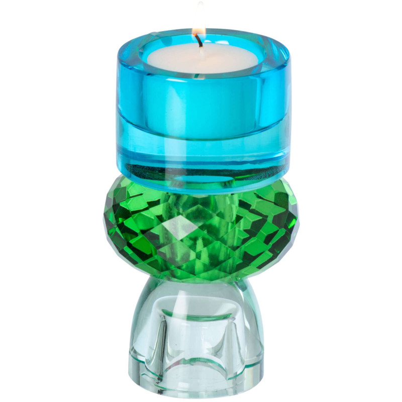 Bougeoir réversible verre bleu vert 11,5 cm Virello J-Line - 5