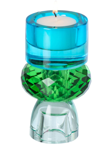 Bougeoir réversible verre bleu vert 11,5 cm Virello J-Line - 5