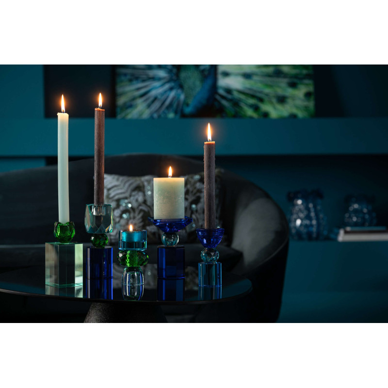 Bougeoir réversible verre bleu vert 11,5 cm Virello J-Line - 6