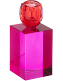 Bougeoir chandelle verre fuchsia rouge 6x6x13 cm Virello
