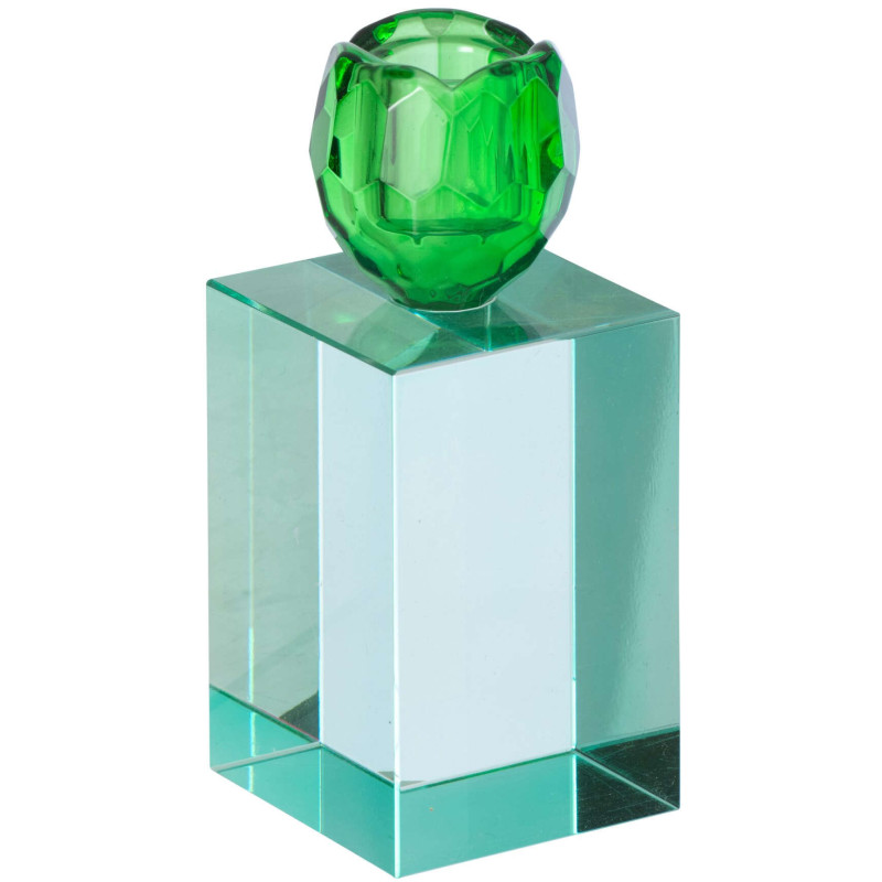 Bougeoir verre vert pour chandelle 13 cm Virello J-Line - 1