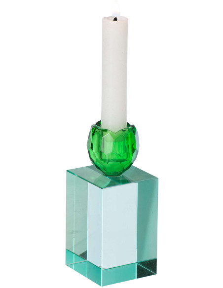 Bougeoir verre vert pour chandelle 13 cm Virello J-Line - 3
