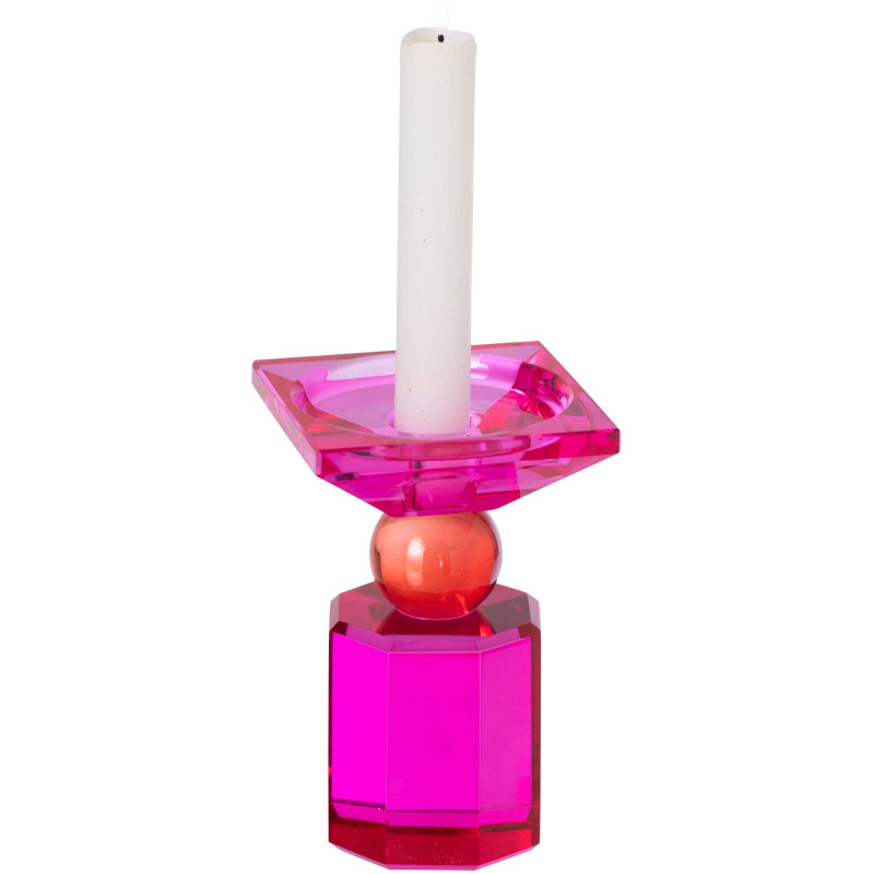 Bougeoir verre fuchsia rouge chandelle et pilier 13,5 cm Virello J-Line - 3