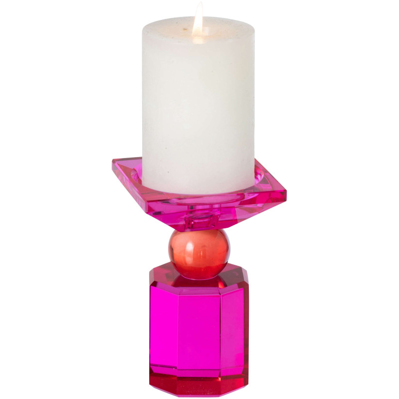 Bougeoir verre fuchsia rouge chandelle et pilier 13,5 cm Virello J-Line - 4