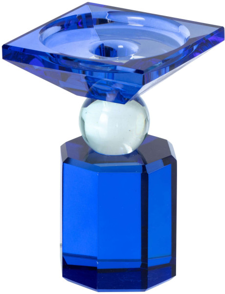 Bougeoir verre bleu chandelle et pilier 13,5 cm Virello J-Line - 1