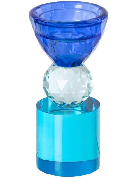 Bougeoir verre bleu pour chandelle 14 cm Virello J-Line - 1