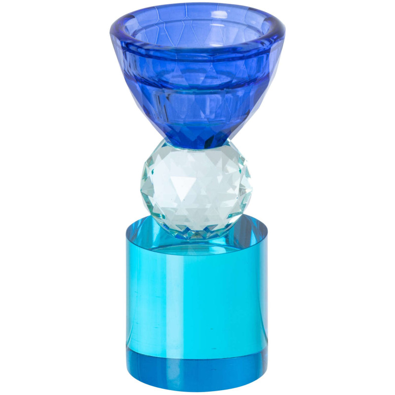 Bougeoir verre bleu pour chandelle 14 cm Virello J-Line - 1