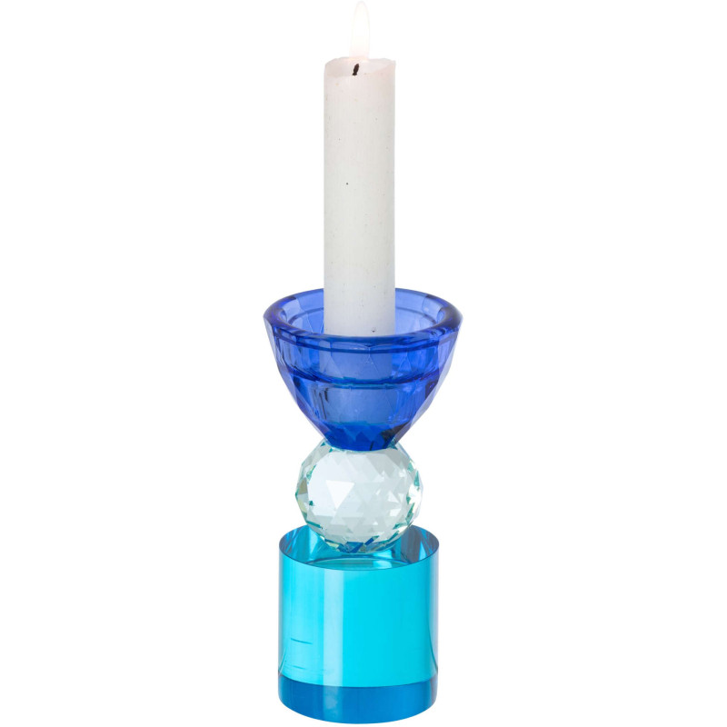 Bougeoir verre bleu pour chandelle 14 cm Virello J-Line - 3