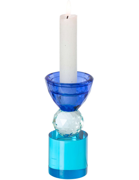 Bougeoir verre bleu pour chandelle 14 cm Virello J-Line - 3