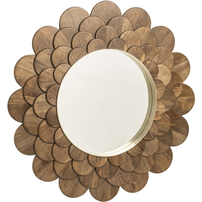 Miroir mural fleur bois de manguier 120 cm Mardin J-Line - 2