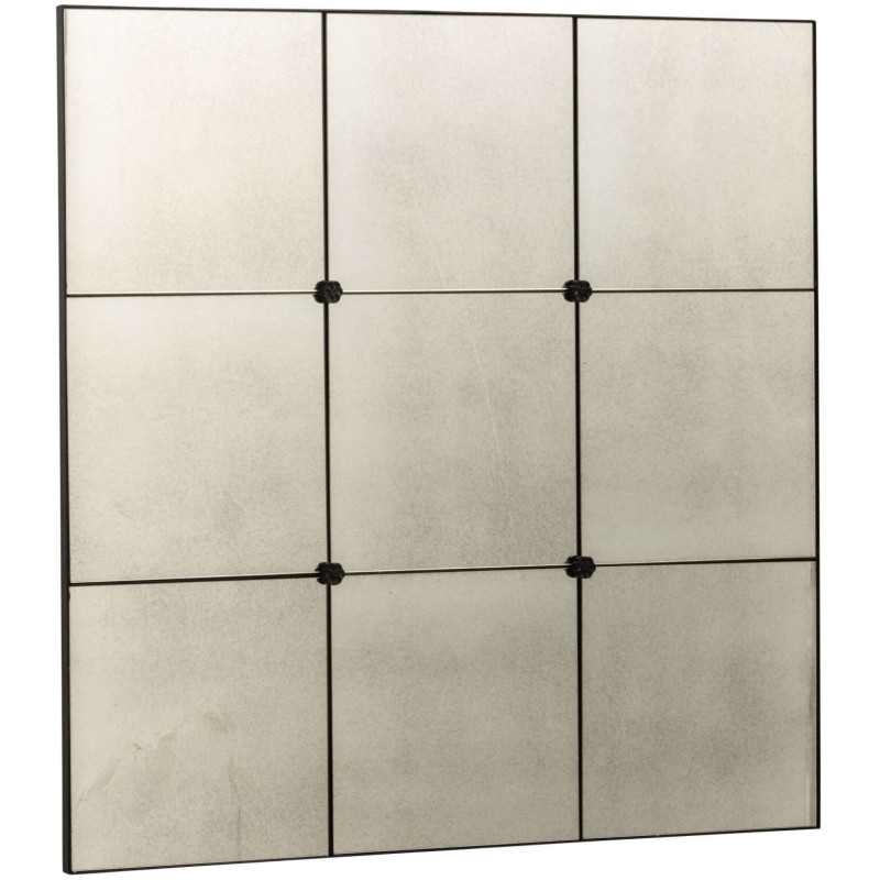 Miroir verrière carré noir vieilli 90 cm Raveldam J-Line - 1