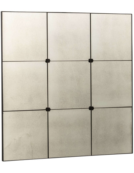 Miroir verrière carré noir vieilli 90 cm Raveldam J-Line - 1