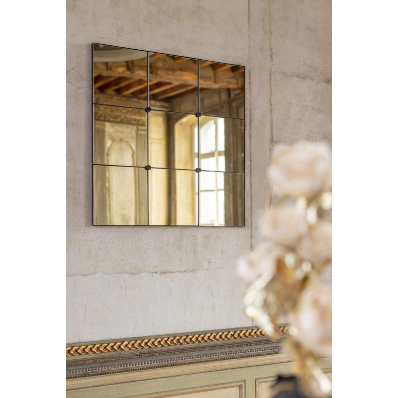 Miroir verrière carré noir vieilli 90 cm Raveldam J-Line - 2