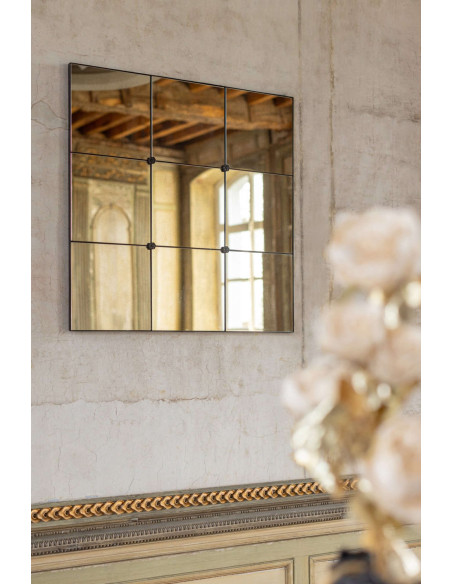 Miroir verrière carré noir vieilli 90 cm Raveldam J-Line - 2