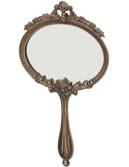 Miroir mural ovale laiton vintage 19x32,5 cm Liorvane J-Line - 1