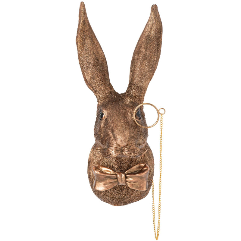 Trophée mural tête de lapin polyrésine cuivre 45,5 cm Eidsborg J-Line - 1