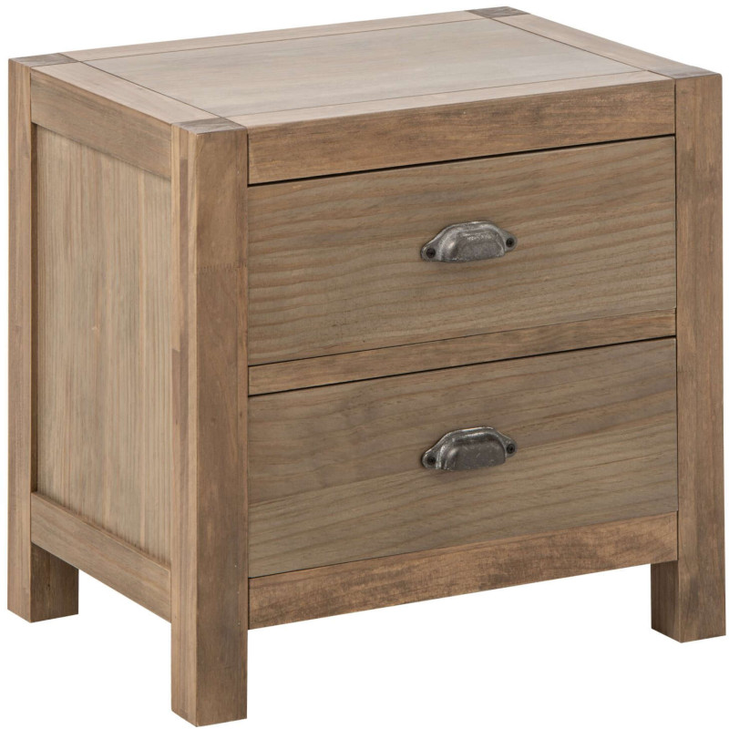Table de chevet bois naturel 2 tiroirs 55x40x53 cm Rakkestad J-Line - 1