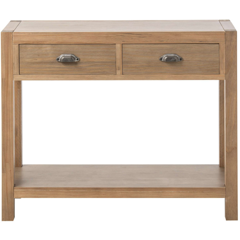 Console bois naturel 2 tiroirs 100x37x81 cm Rakkestad J-Line - 2