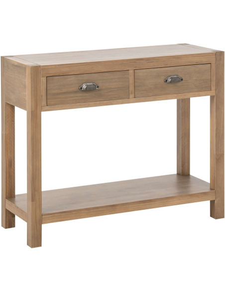 Console bois naturel 2 tiroirs 100x37x81 cm Rakkestad J-Line - 1