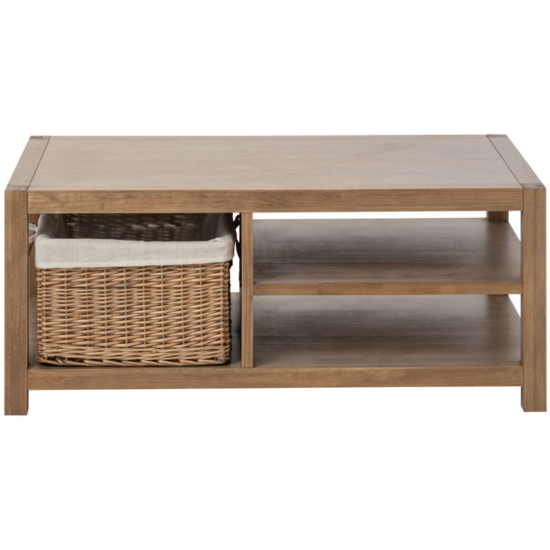Table basse bois naturel avec panier 120x70x50 cm Rakkestad  Slug J-Line - 2