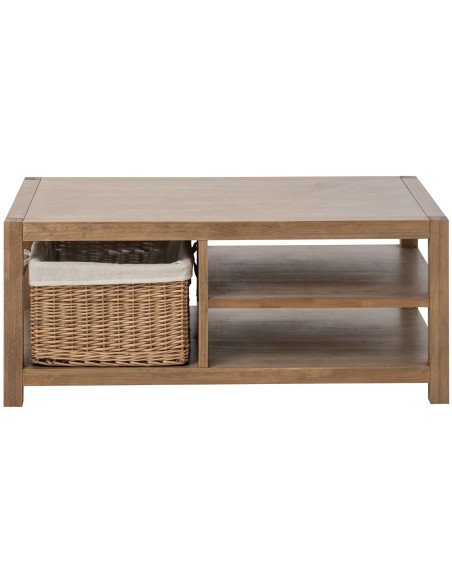 Table basse bois naturel avec panier 120x70x50 cm Rakkestad  Slug J-Line - 2