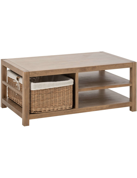 Table basse bois naturel avec panier 120x70x50 cm Rakkestad  Slug J-Line - 1