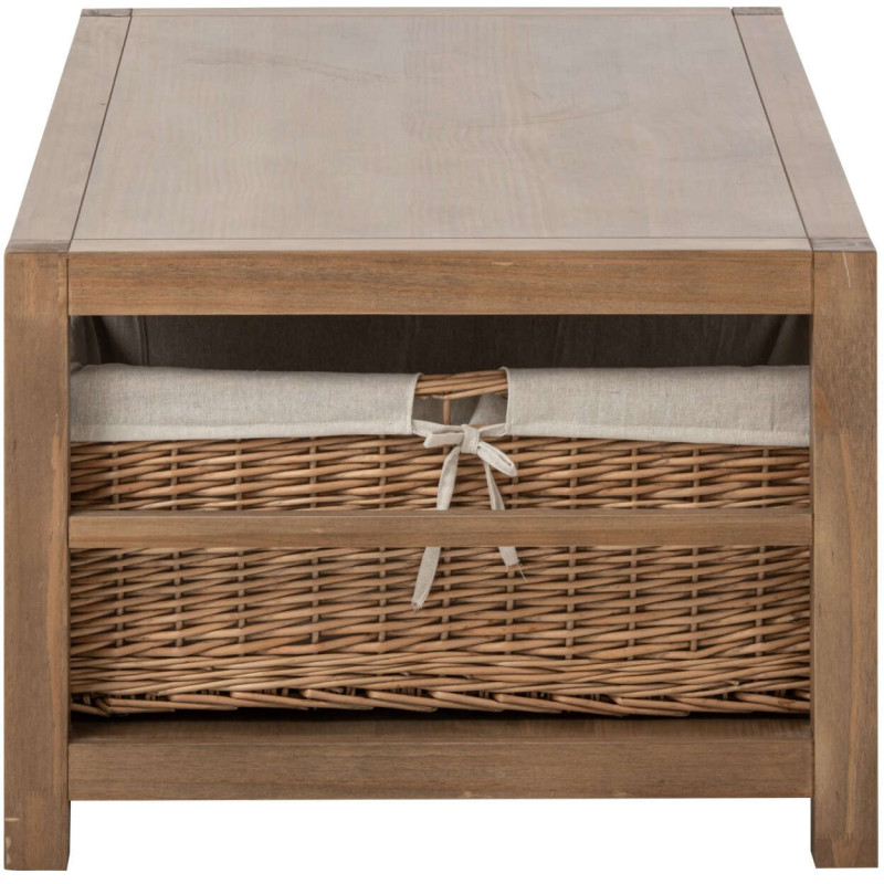 Table basse bois naturel avec panier 120x70x50 cm Rakkestad  Slug J-Line - 5