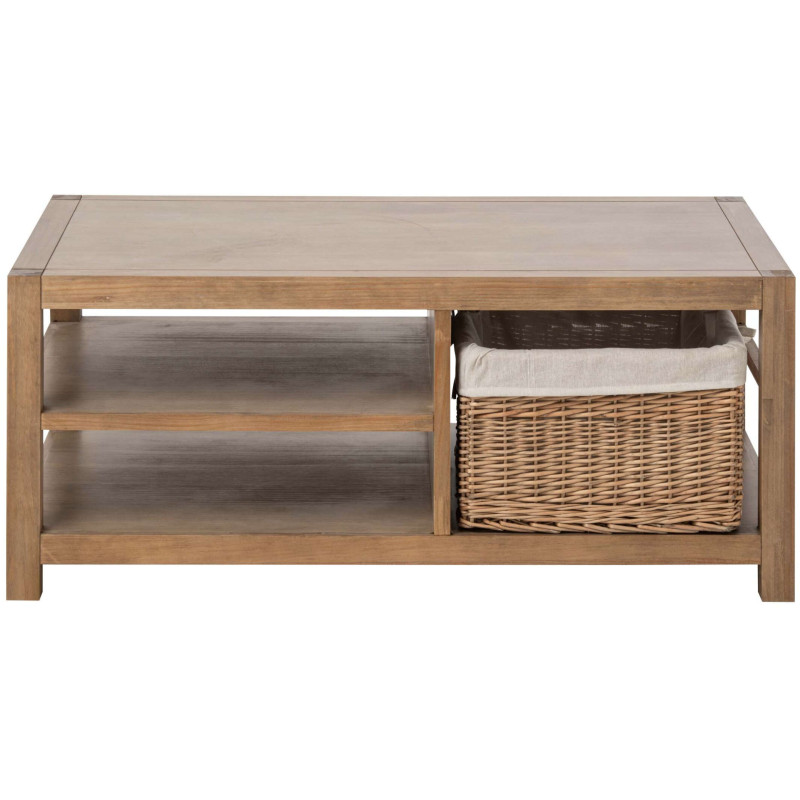 Table basse bois naturel avec panier 120x70x50 cm Rakkestad  Slug J-Line - 4