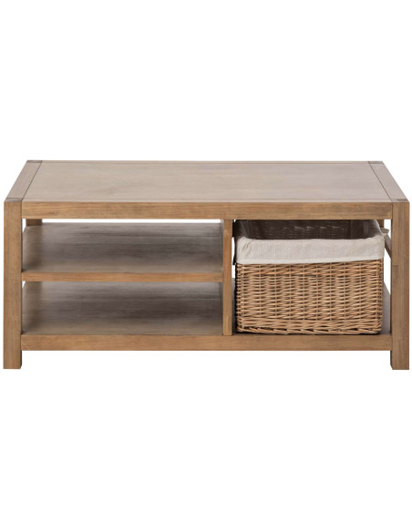 Table basse bois naturel avec panier 120x70x50 cm Rakkestad  Slug J-Line - 4