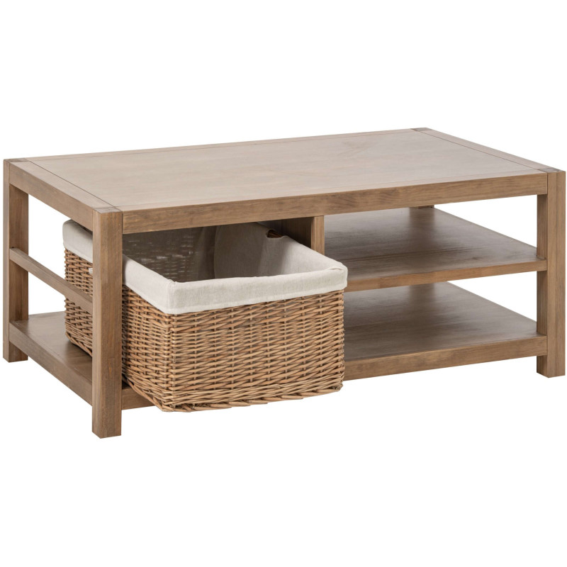 Table basse bois naturel avec panier 120x70x50 cm Rakkestad  Slug J-Line - 3