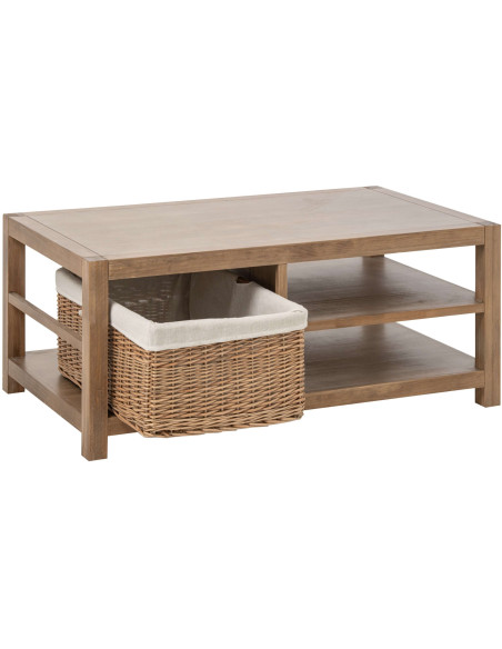 Table basse bois naturel avec panier 120x70x50 cm Rakkestad  Slug J-Line - 3