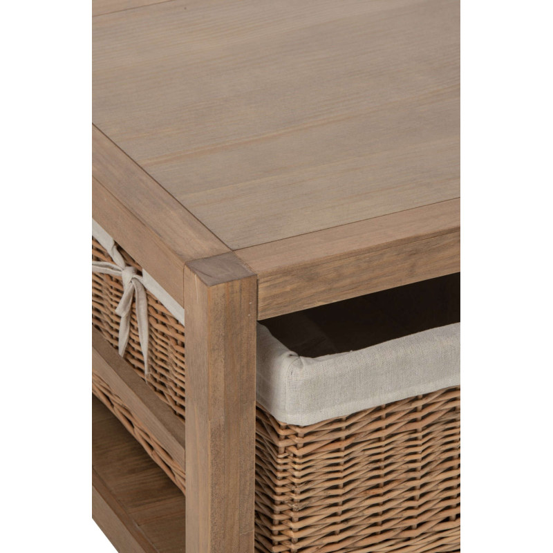 Table basse bois naturel avec panier 120x70x50 cm Rakkestad  Slug J-Line - 7