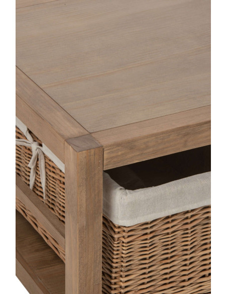 Table basse bois naturel avec panier 120x70x50 cm Rakkestad  Slug J-Line - 7