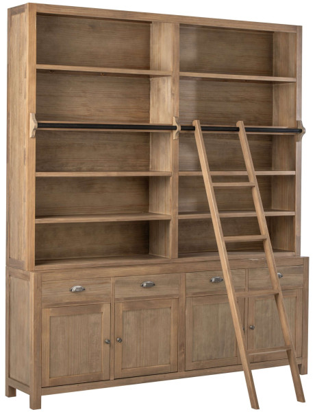 Bibliothèque bois naturel avec échelle 200 cm Rakkestad J-Line - 1
