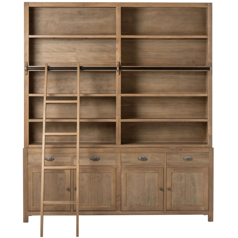Bibliothèque bois naturel avec échelle 200 cm Rakkestad J-Line - 3