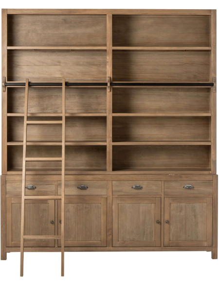 Bibliothèque bois naturel avec échelle 200 cm Rakkestad J-Line - 3