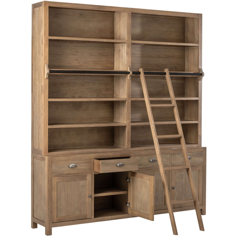 Bibliothèque bois naturel avec échelle 200 cm Rakkestad J-Line - 4