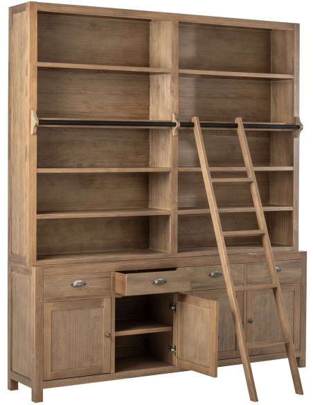 Bibliothèque bois naturel avec échelle 200 cm Rakkestad J-Line - 4