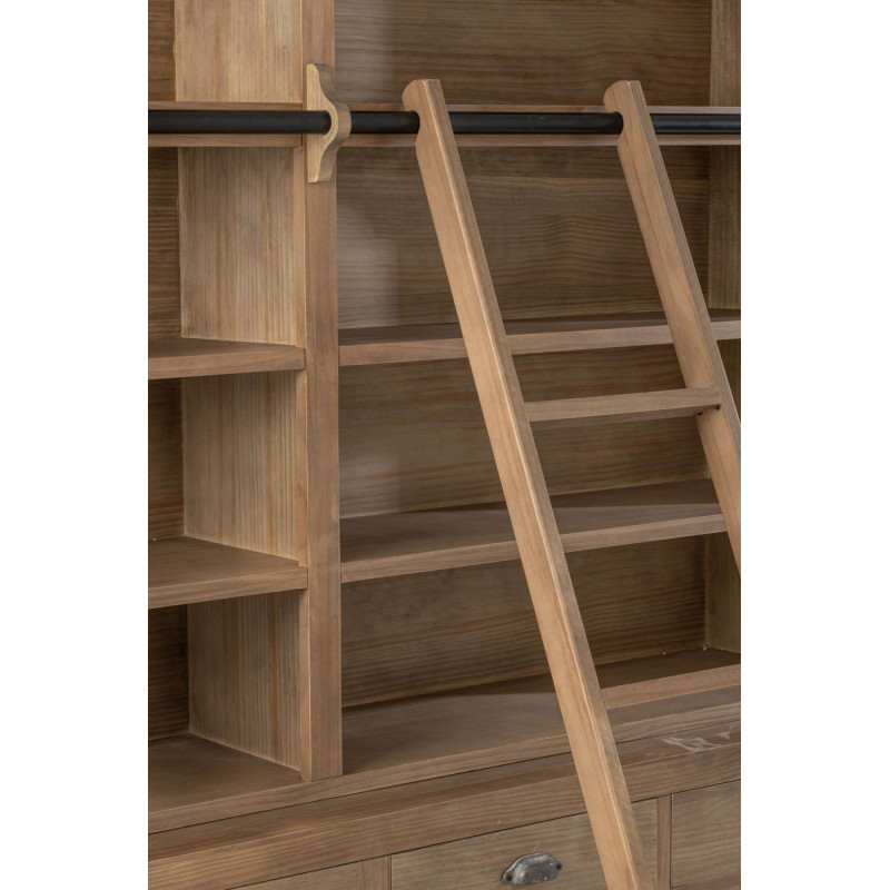 Bibliothèque bois naturel avec échelle 200 cm Rakkestad J-Line - 7