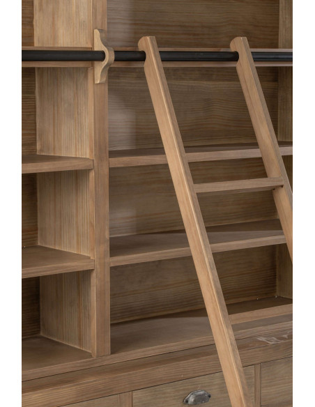 Bibliothèque bois naturel avec échelle 200 cm Rakkestad J-Line - 7