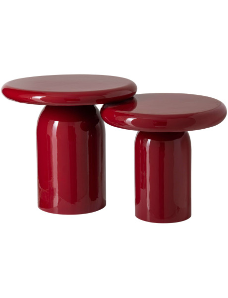 Tables d’appoint gigognes métal rouge Alzira J-Line - 1