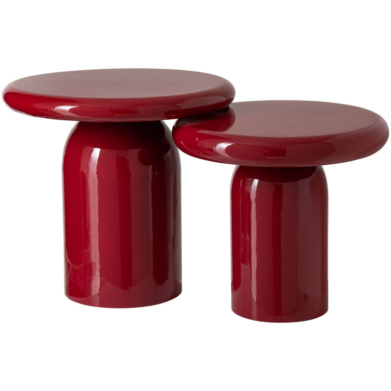 Tables d’appoint gigognes métal rouge Alzira J-Line - 1