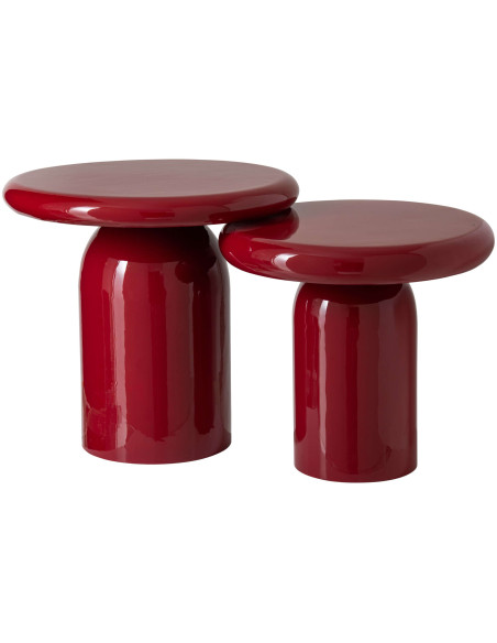 Tables d’appoint gigognes métal rouge Alzira J-Line - 1