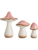 Lot de 3 champignons décoratifs jardin magnésium rose 54,5 cm Mossby