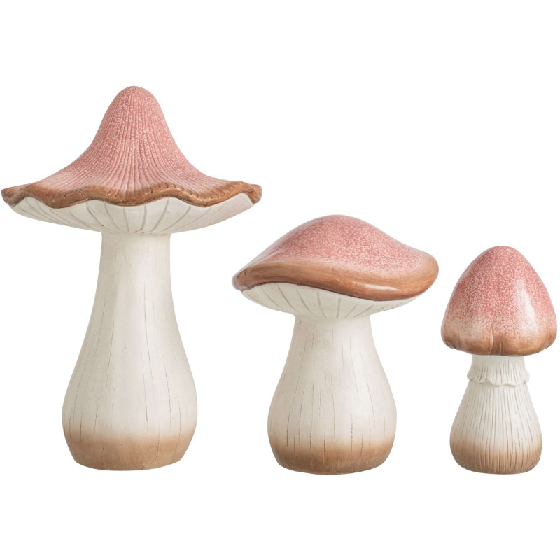 Lot de 3 champignons décoratifs jardin magnésium rose 54,5 cm Mossby J-Line - 1
