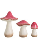 Lot de 3 champignons décoratifs jardin magnésium rouge 54,5 cm Mossby