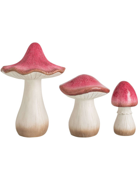 Lot de 3 champignons décoratifs jardin magnésium rouge 54,5 cm Mossby J-Line - 1