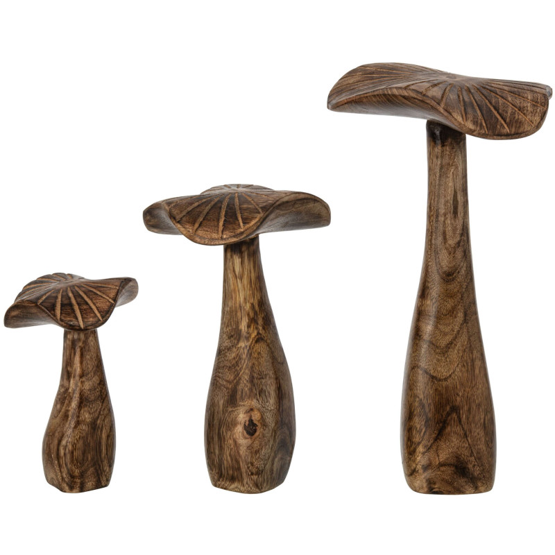 Lot de 3 champignons décoratifs bois de manguier 30,5 cm Aurland J-Line - 3